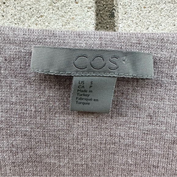 COS Oatmeal Asymmetrical Drape Front Jersey Knit Top Minimalist Sweater S - Picture 4 of 12